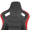 Fully Reclinable Black & Red PVC Leather White Stitch Bucket Racing Seat w/ Sliders - Passenger Side Only