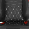 Fully Reclinable Black & Red PVC Leather White Stitch Bucket Racing Seat w/ Sliders - Passenger Side Only