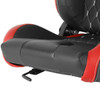 Fully Reclinable Black & Red PVC Leather White Stitch Bucket Racing Seat w/ Sliders - Passenger Side Only