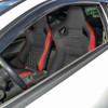 Fully Reclinable Black & Red PVC Leather White Stitch Bucket Racing Seat w/ Sliders - Driver Side Only
