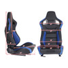 Fully Reclinable Black & Blue PVC Leather Carbon Fiber Style Bucket Racing Seat w/ Sliders - Passenger Side Only