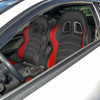 Fully Reclinable Black & Red PVC Leather Bucket Racing Seat w/ Sliders - Passenger Side Only