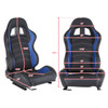 Fully Reclinable Black & Blue PVC Leather Bucket Racing Seat w/ Sliders - Passenger Side Only