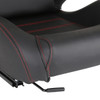 Fully Reclinable Black PVC Leather Red Stitch Bucket Racing Seat w/ Sliders - Driver Side Only