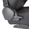 Fully Reclinable Black PVC Leather Red Stitch Bucket Racing Seat w/ Sliders - Passenger Side Only