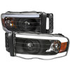 2002-2005 Dodge Ram 1500 / 2003-2005 Dodge Ram 2500 / 3500 LED Tube Projector Headlights(Matte Black Housing/Clear Lens)