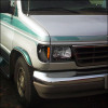 1992-2006 Ford Econoline E-Series LED Strip Factory Headlights and Corner Lights (Matte Black Housing/Clear Lens)