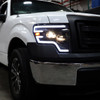 2009-2014 Ford F-150 Switchback Sequential LED Turn Signal Projector Headlights (Matte Black Housing/Clear Lens)