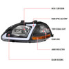 1996-1998 Honda Civic Coupe/Sedan LED Bar Factory Style Headlights (Matte Black Housing/Clear Lens)