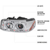 1999-2006 GMC Sierra/Yukon XL/SLT Dual Halo Projector Headlights & Bumper Lights (Chrome Housing/Clear Lens)