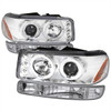 1999-2006 GMC Sierra/Yukon XL/SLT Dual Halo Projector Headlights & Bumper Lights (Chrome Housing/Clear Lens)