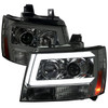 2007-2013 Chevrolet Avalanche/ 2007-2014 Tahoe Suburban LED C-Bar Projector Headlights (Chrome Housing/Smoked Lens)
