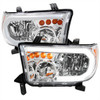 2007-2013 Toyota Tundra/2008-2017 Sequoia Headlights LED Tube Factory Style Headlights with LED Turn Signal (Chrome Housing/Clear Lens)