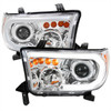 2007-2013 Toyota Tundra/2008-2017 Sequoia Retro Style LED Tube Projector Headlights with LED Turn Signals (Chrome Housing/Clear Lens)
