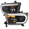 2007-2013 Toyota Tundra/2008-2017 Sequoia Retro Style LED Tube Projector Headlights with LED Turn Signals (Matte Black Housing/Clear Lens)