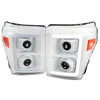 2011-2016 Ford F-250/F-350/F-450/F-550 Switchback Sequential LED C-Bar Projector Headlights (White Housing/Clear Lens)