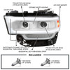 2019-2022 Dodge RAM 2500/3500/4500/5500 Switchback Sequential LED Turn Signal Projector Headlights (White Housing/Clear Lens)