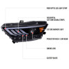 2015-2017 Ford Mustang HID-Type  LED Sequential Turn Signal Projector Headlights (Glossy Black Housing/Smoked Lens)