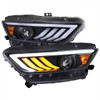 2015-2017 Ford Mustang HID-Type  LED Sequential Turn Signal Projector Headlights (Matte Black Housing/Clear Lens)