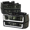 1994-1998 Chevrolet Silverado/Tahoe/Suburban/C10 Factory Style Headlights w/LED Strip and Bumper & Corner Lights (Chrome Housing/Smoked Lens)
