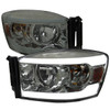 2006-2008 Dodge RAM 1500/ 2006-2009 RAM 2500 3500 LED Tube Factory Style Headlights with Amber Reflector (Chrome Housing/Light Smoked Lens)