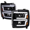 2015-2019 Chevrolet Silverado 2500HD/3500HD Switchback Sequential LED Turn Signal Projector Headlights (Glossy Black Housing/Clear Lens)
