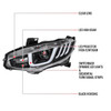 2016-2021 Honda Civic Factory Style LED Headlights w/ LED Switchback Sequential Turn Signal (Matte Black Housing/Clear Lens)