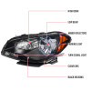 2008-2012 Chevrolet Malibu LS/LT/LTZ/Hybrid Crystal Headlights w/ Amber Reflectors (Matte Black Housing/Clear Lens)