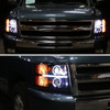 2007-2013 Chevrolet Silverado 1500 2500 3500 LED Strip Dual Halo Projector Headlights (Matte Black Housing/Smoke Lens)