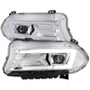 2015-2023 Dodge Charger LED Strip Projector Headlights w/ LED Sequential Turn Signal (Chrome Housing/Clear Lens)