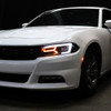 2015-2023 Dodge Charger LED Strip Projector Headlights w/ LED Sequential Turn Signal (Matte Black Housing/Clear Lens)