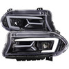 2015-2023 Dodge Charger LED Strip Projector Headlights w/ LED Sequential Turn Signal (Jet Black Housing/Clear Lens)