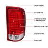 2007-2013 GMC Sierra 1500 / 2007-2014 Sierra 2500HD 3500HD C-Bar LED Tail Lights (Chrome Housing/Red Clear Lens)