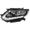 2014-2016 Nissan Rogue LED Strip Factory Style Driver/Left Side Headlight (Matte Black Housing/Clear Lens)