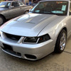 1999-2004 Ford Mustang LED Bar Factory Style Headlights with Amber Reflector (Matte Black Housing/Clear Lens)