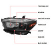 2016-2023 Toyota Tacoma LED Bar Projector Headlight (Matte Black Housing/Clear Lens)
