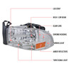 1997-2004 Dodge Dakota/ 1998-2003 Durango SMD LED Light Strip Factory Style Crystal Headlights (Chrome Housing/Clear Lens)