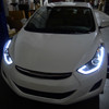 2011-2013 Hyundai Elantra LED Bar Projector Headlights (Matte Black Housing/Clear Lens)