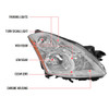 2010-2012 Nissan Altima Sedan Clear Lens Factory Style Crystal Headlights - Passenger Side Only