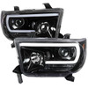 2007-2013 Toyota Tundra/ 2008-2017 Sequoia LED C-Bar Projector Headlights (Jet Black Housing/Clear Lens)