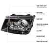 1999-2004 Volkswagen Jetta/Bora Projector Headlights w/ R8 Style LED Light Strip (Matte Black Housing/Clear Lens)