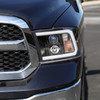 2009-2018 Dodge RAM 1500 / 2019-2021 RAM Classic / 2010-2018 RAM 2500 3500 LED C-Bar Projector Headlights (Matte Black Housing/Clear Lens)
