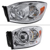 2006-2008 Dodge RAM 1500/ 2006-2009 RAM 2500 3500 Retro Style Projector Headlights (Chrome Housing/Clear Lens)