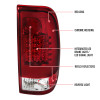 1997-2007 Ford F-150/F-250/F-350/F-450/F-550 Styleside LED Tail Lights (Chrome Housing/Red Clear Lens)
