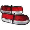 1996-2000 Honda Civic Coupe Tail Lights (Chrome Housing/Red Clear Lens)