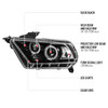 2010-2014 Ford Mustang Dual Halo Projector Headlights (Jet Black Housing/Clear Lens)