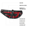 2008-2014 Subaru Impreza WRX Hatchback LED Red Sequential Tube Tail Lights (Matte Black Housing/Clear Lens)