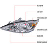 2002-2004 Toyota Camry Factory Style Headlights w/ Amber Reflector (Chrome Housing/Clear Lens)