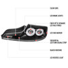 2003-2007 Infiniti G35 Coupe White LED Halo Sequential Signal Tail Lights (Matte Black Housing/Clear Lens)