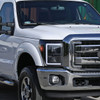 2011-2016 Ford F-250 F-350 F-450 F-550 Switchback Sequential LED C-Bar Projector Headlights (Matte Black Housing/Clear Lens)
